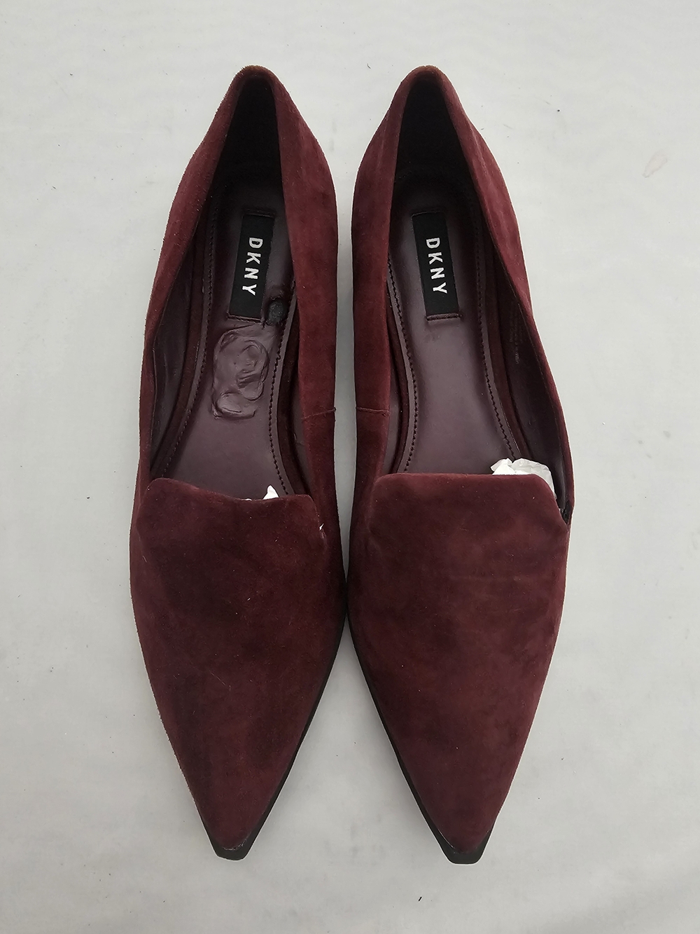 New- DKNY Women's Pointed Suede Flats in Wine